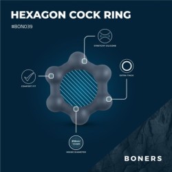 Anneau pénien hexagonal Boners avec billes en acier