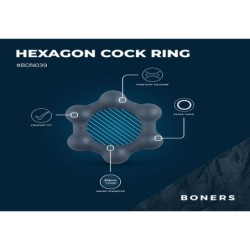 Šesťhranný krúžok na penis Boners s oceľovými guľôčkami