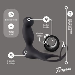 Anel peniano e testicular com vibrador de próstata e controlo remoto Teazers