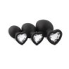 Set de plugs anaux en silicone avec diamant - Coeur