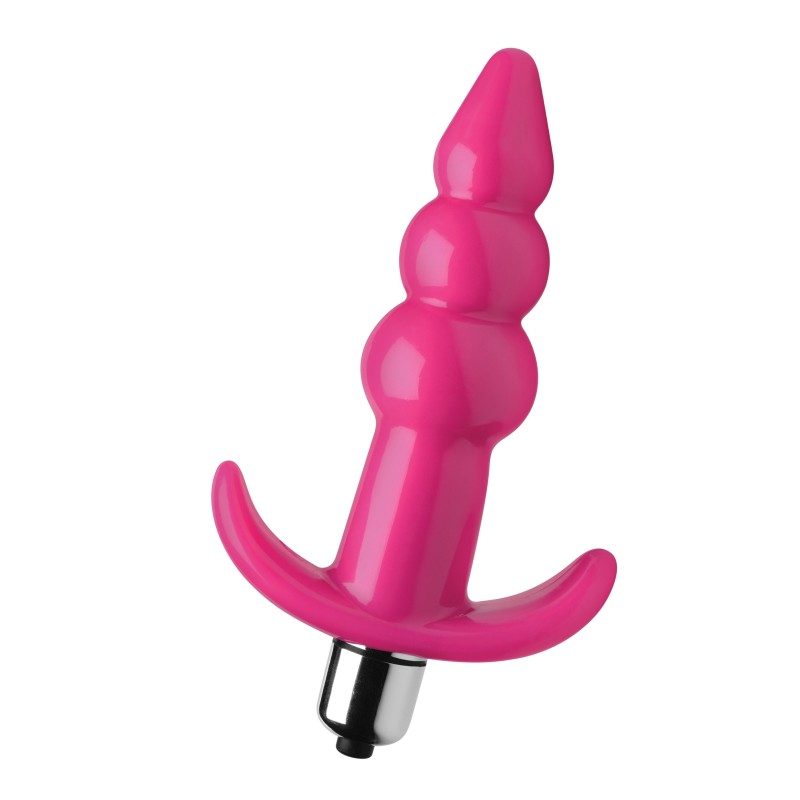 Vibrerande analplugg med bubblor och räfflor