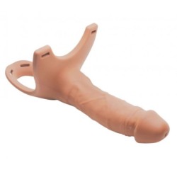 Hollow silicone dildo with harness