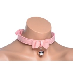 Gylden killingehalsbånd med klokke - Rosa