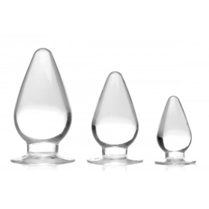 Set of 3 Triple Cone Anal Plugs - Clear
