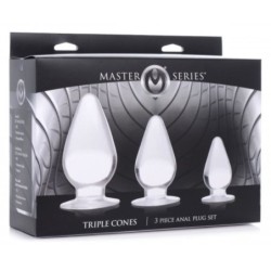 Ensemble de 3 plugs anaux de cônes triples - Transparent