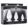 Set van 3 anale plugs met drievoudige kegels - Transparant