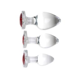 Conjunto de Plug Anal de Vidro com Gema de Coração Vermelho