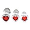 Set de Plug Anal de Vidrio con Gema de Corazón Rojo