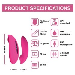 Vibrator za hlačke, upravljan z aplikacijo Candy - Roza