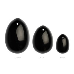 La Gemmes - Set mit 3 Yoni Eiern - Obsidian Schwarz