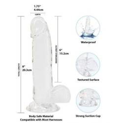 Dildo de Cristal Transparent - 19 cm