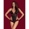 Body en dentelle Rossita - Noir/Rouge S/M