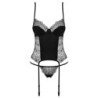 Corset porte-jarretelles Sharlotte avec string - Noir S/M