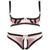 Conjunto de cetim rosa com detalhes pretos B80
