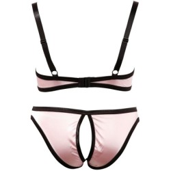 Conjunto de cetim rosa com detalhes pretos B80