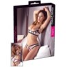 Conjunto de cetim rosa com detalhes pretos B80