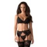 Conjunto de lencería de encaje de 3 piezas L/XL