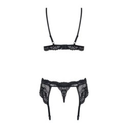 Conjunto de lencería de encaje de 3 piezas L/XL