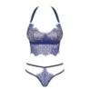 Conjunto de sutiã de renda de 2 peças Flowlace - Azul L/XL