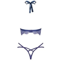 Čipkast komplet nedrčka iz 2 delov Flowlace - Moder L/XL