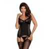 Corset met jarretels en string Amallie - Zwart L/XL
