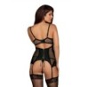 Corset avec porte-jarretelles et string Amallie - Noir L/XL