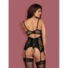 Corset avec porte-jarretelles et string Amallie - Noir L/XL