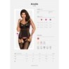 Corset met jarretels en string Amallie - Zwart L/XL