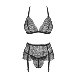 Firella 3-delt strømpebåndssæt - Sort L/XL