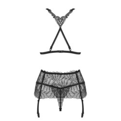 Firella 3-delt strømpebåndssæt - Sort L/XL