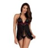 Rossita Babydoll com tanga sexy - Preto L/XL