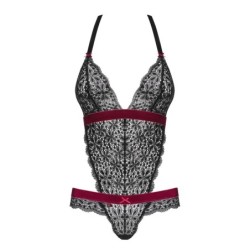 Nėriniuotas bodis Rossita - Juoda/Raudona L/XL