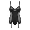 Corset avec porte-jarretelles et string Amallie - Noir 2XL