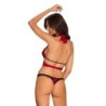 Conjunto de lingerie de 2 peças Sensuelia com top envolvente - Vermelho 2XL