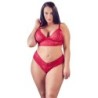 Conjunto de sutiã de renda com entrepernas abertas 4XL