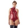 Wet look bodysuit with crotchless design XL