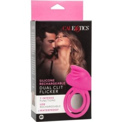 Dual Clit Flicker Enhancer Kaksoisklitoriskiihotin Tuplarenkaan Värisevä Silikoninen Vaaleanpunainen