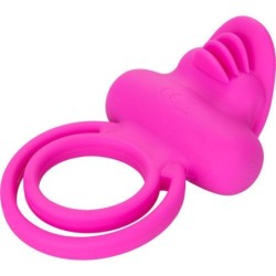 Dual Clit Flicker Enhancer Kaksoisklitoriskiihotin Tuplarenkaan Värisevä Silikoninen Vaaleanpunainen