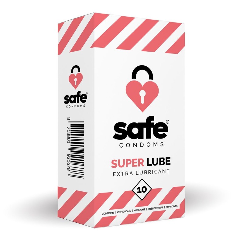 SAFE - Kondomer med Extra Glidmedel - Superlube - 10 stycken