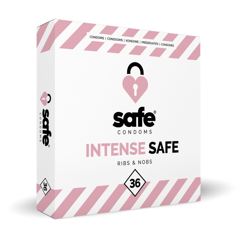 SAFE - Condooms - Geribbeld en met Noppen - 36 stuks