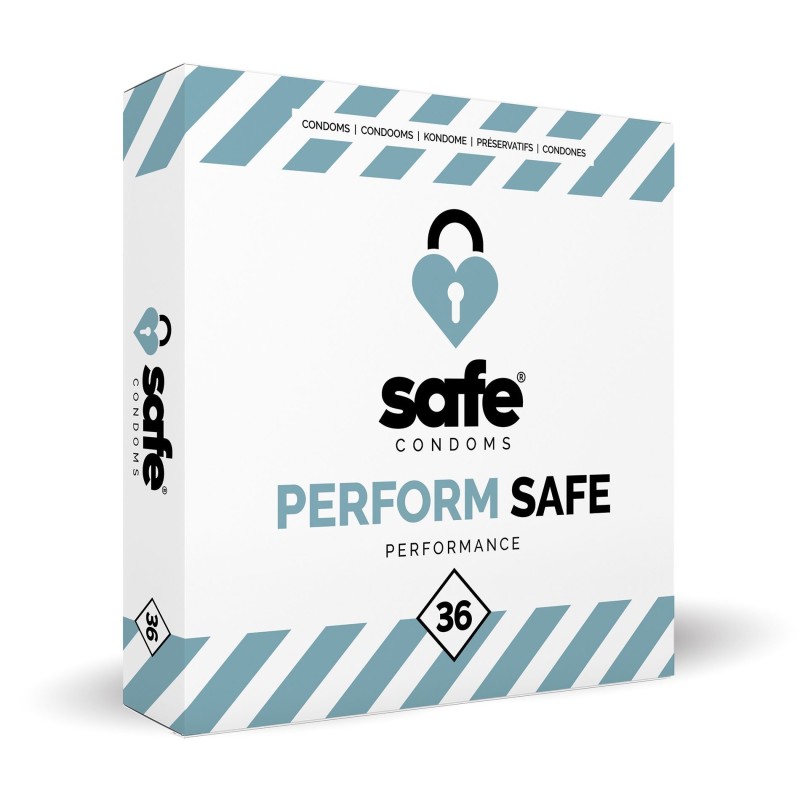 SAFE - Préservatifs Retardateurs d'Orgasme - Performance - 36 unités