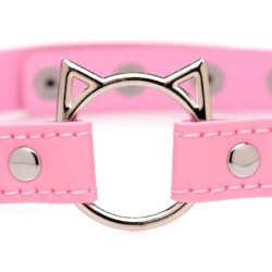 Kinky Kitty Ring Choker Tunn - Rosa