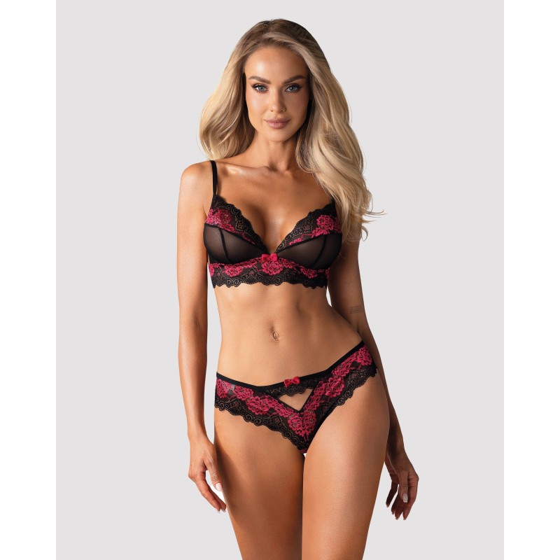 Conjunto de sujetador de 2 piezas Tulia - Negro/Rosa S/M