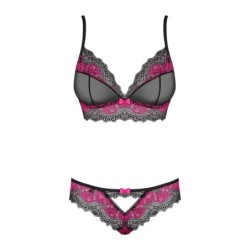 Conjunto de sujetador de 2 piezas Tulia - Negro/Rosa S/M