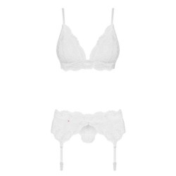 Conjunto de cinta de liga de renda de 3 peças - Branco S/M