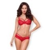 Ensemble soutien-gorge en dentelle 2 pièces - Rouge S/M
