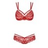 2-delige kanten bh-set - Rood S/M