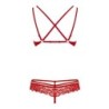 Conjunto de sujetador de encaje de 2 piezas - Rojo S/M