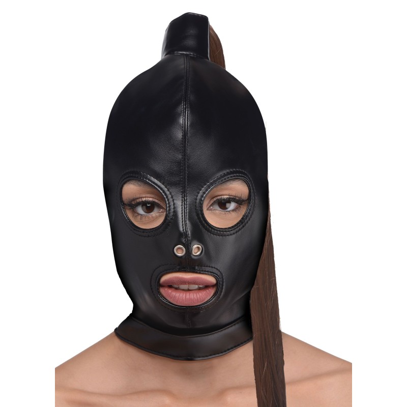 Capuz de Bondage com Rabo de Cavalo Capuz de Bondage com Rabo de Cavalo