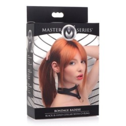 Baddie Bondage Halsband met O-ring - Zwart/Goud